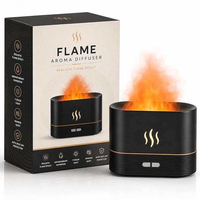 Flame Aroma Diffuser with LED Flame Effect – 130ml