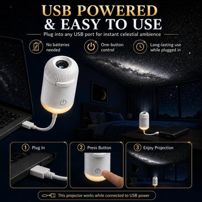 फ्लेक्सिबल गूसनेक के साथ USB गैलेक्सी स्टार प्रोजेक्टर लाइट (6 शीट शामिल हैं)