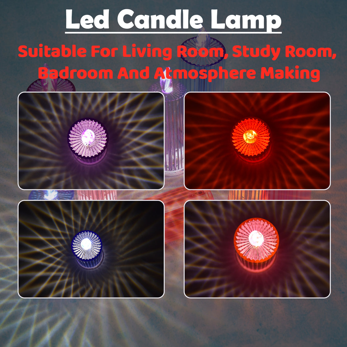 6243 Big Simple Candles For Home Decoration Crystal Candle Lights (Multicolor)